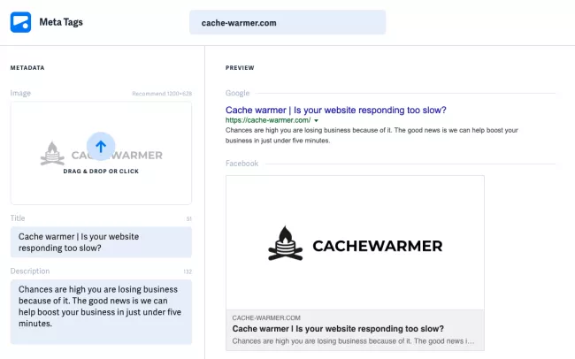 CacheWarmer metatags