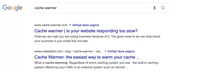 CacheWarmer Google ranking